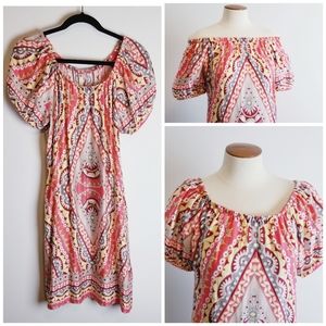 Uncle Frank off shoulder peasant mini dress floral